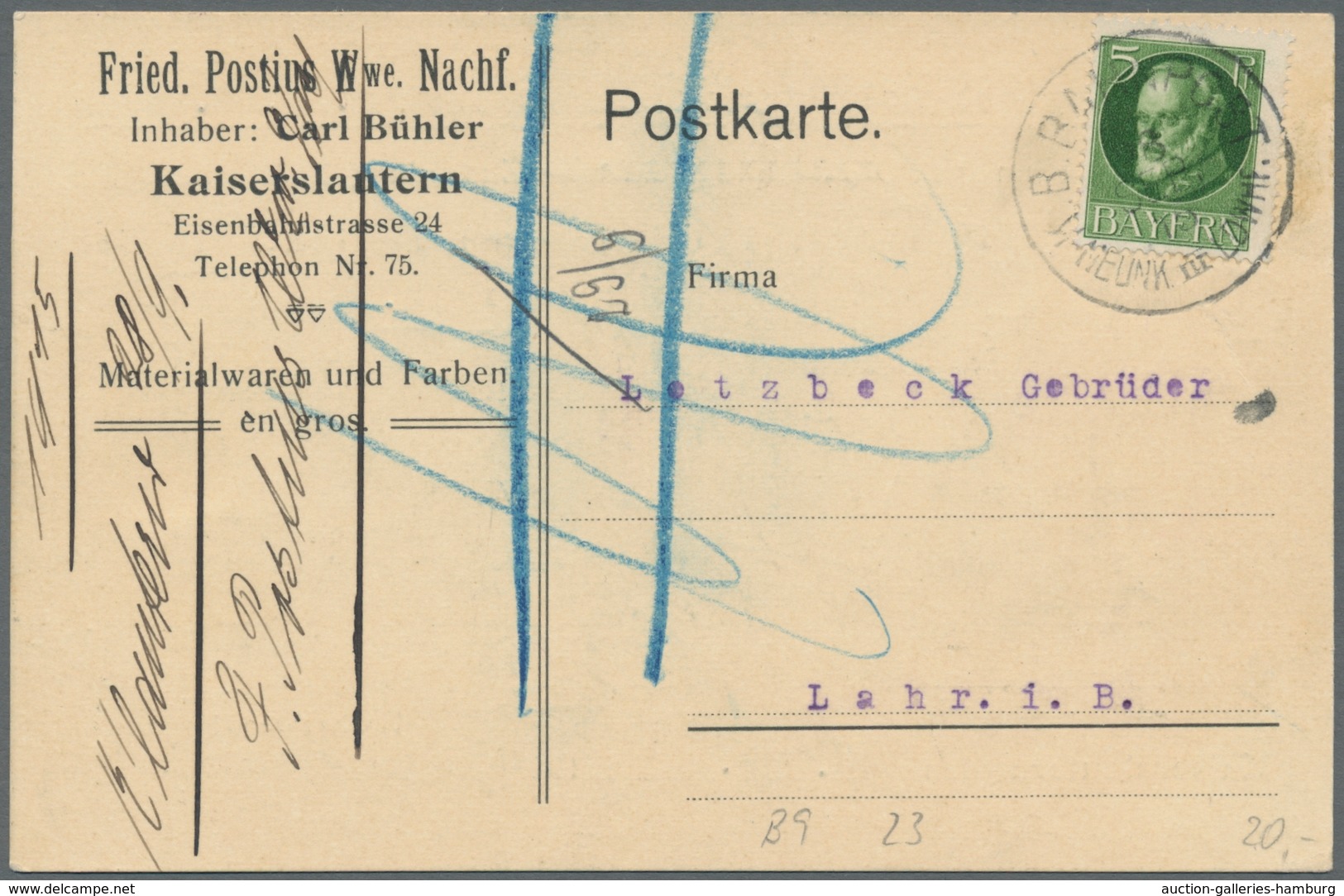 Deutsche Abstimmungsgebiete: Saargebiet: 1893-1920, 15 frank. Karten bzw. Ganzsachen mit Entwertunge