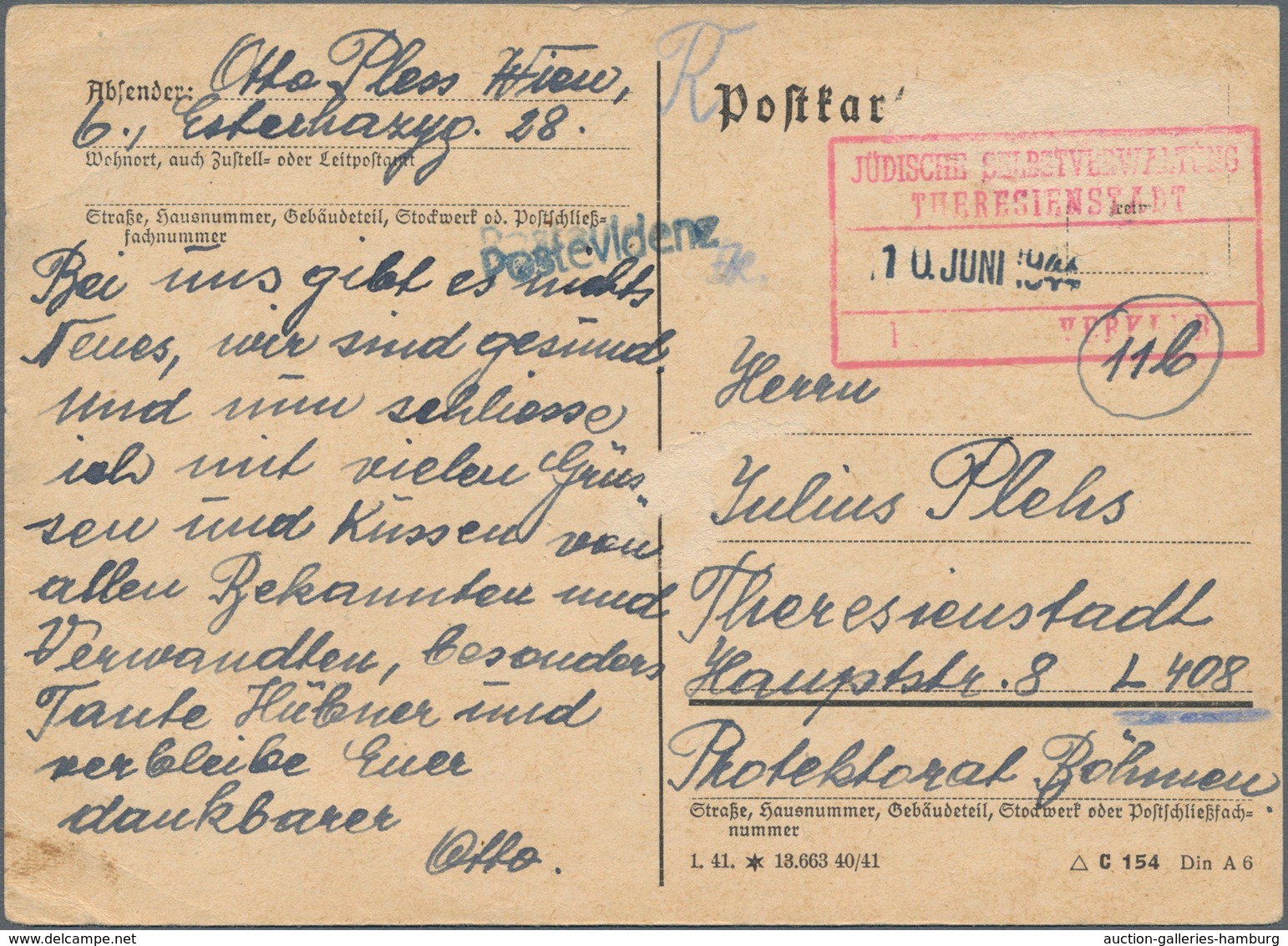 Dt. Besetzung II WK - Böhmen Und Mähren - Zulassungsmarke (Theresienstadt-Marke): 1942/1945 (ca.), K - Occupation 1938-45
