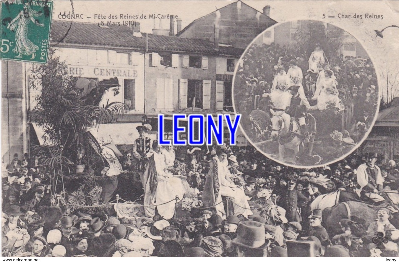 CPA De COGNAC (16) -  FÊTE Des REINES De MI-CARÊME (6 MARS 1910 ) - CHAR Des REINES N° 5 - - Cognac