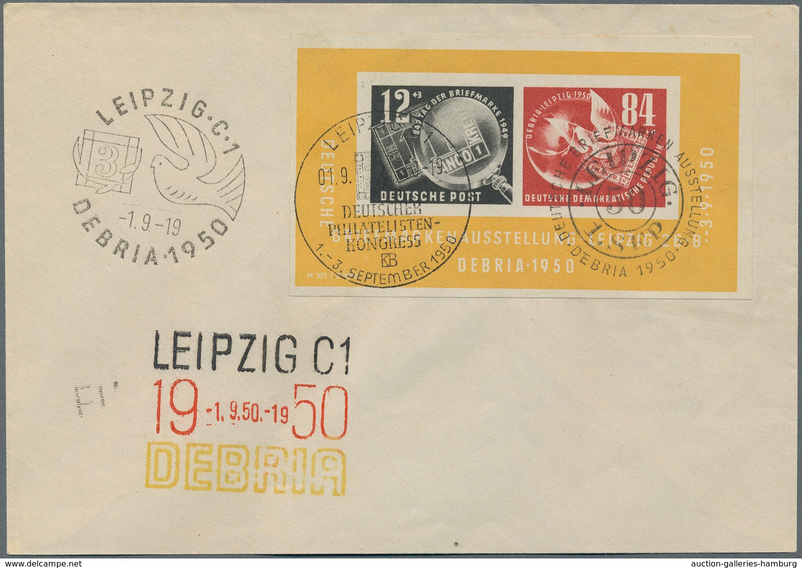 DDR: 1950, Lot Mit 9 DEBRIA-Blocks, Alle Meist Mit SST, Aber Auch Tagesstempel, 4 St. Lose, Einer Au - Unused Stamps