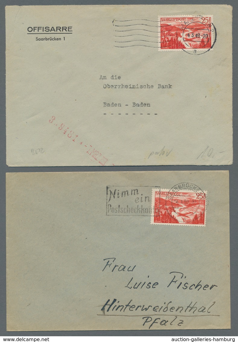 Saarland (1947/56): 1949-1950, Partie Von 6 Einzelfrankaturen Mit Mi.Nr. 252 (2 Stück), 264, 266, 29 - Ongebruikt