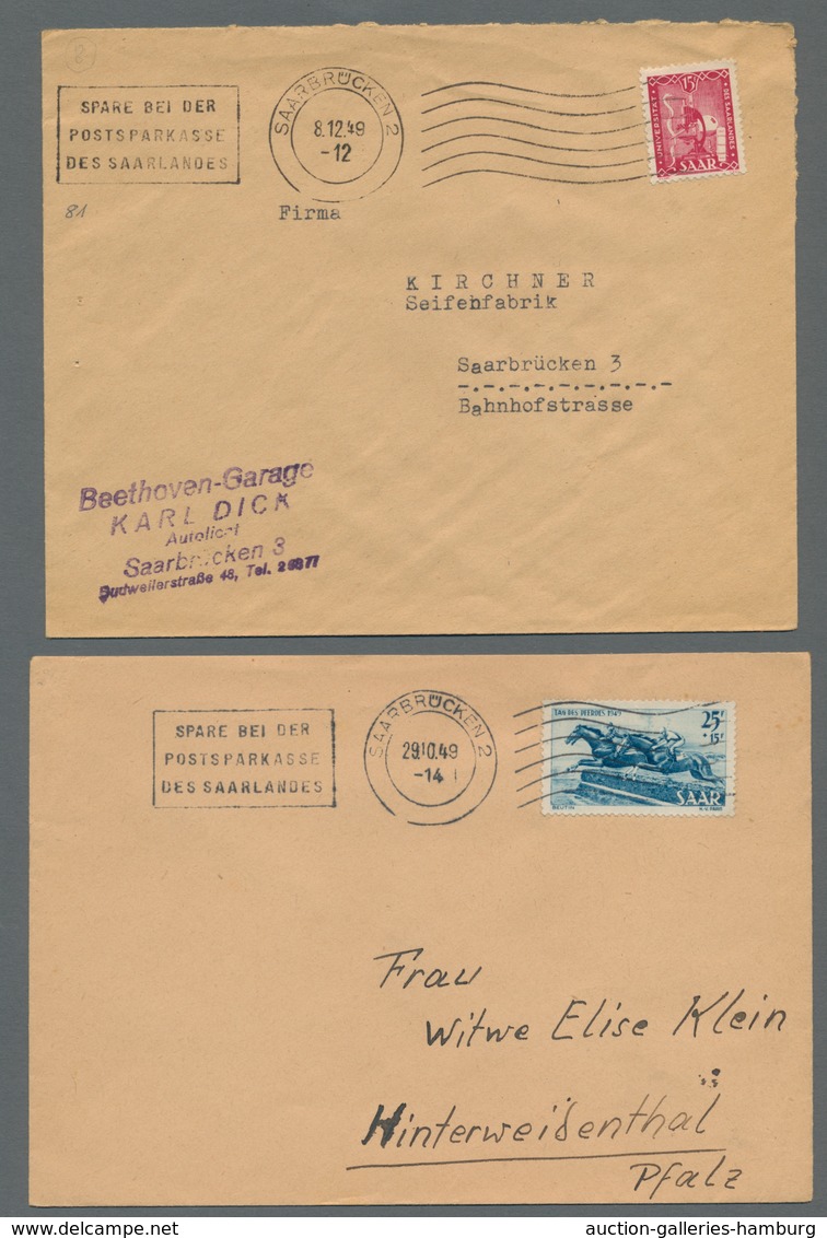 Saarland (1947/56): 1949-1950, Partie Von 6 Einzelfrankaturen Mit Mi.Nr. 252 (2 Stück), 264, 266, 29 - Ongebruikt