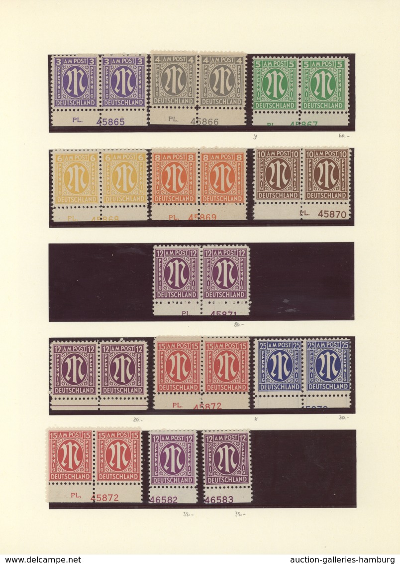 Bizone: 1945/1946, AM-POST, Spezialsammlung Von über 250 Marken Aller 3 Drucke, Dabei Farben, Zähnun - Sonstige & Ohne Zuordnung