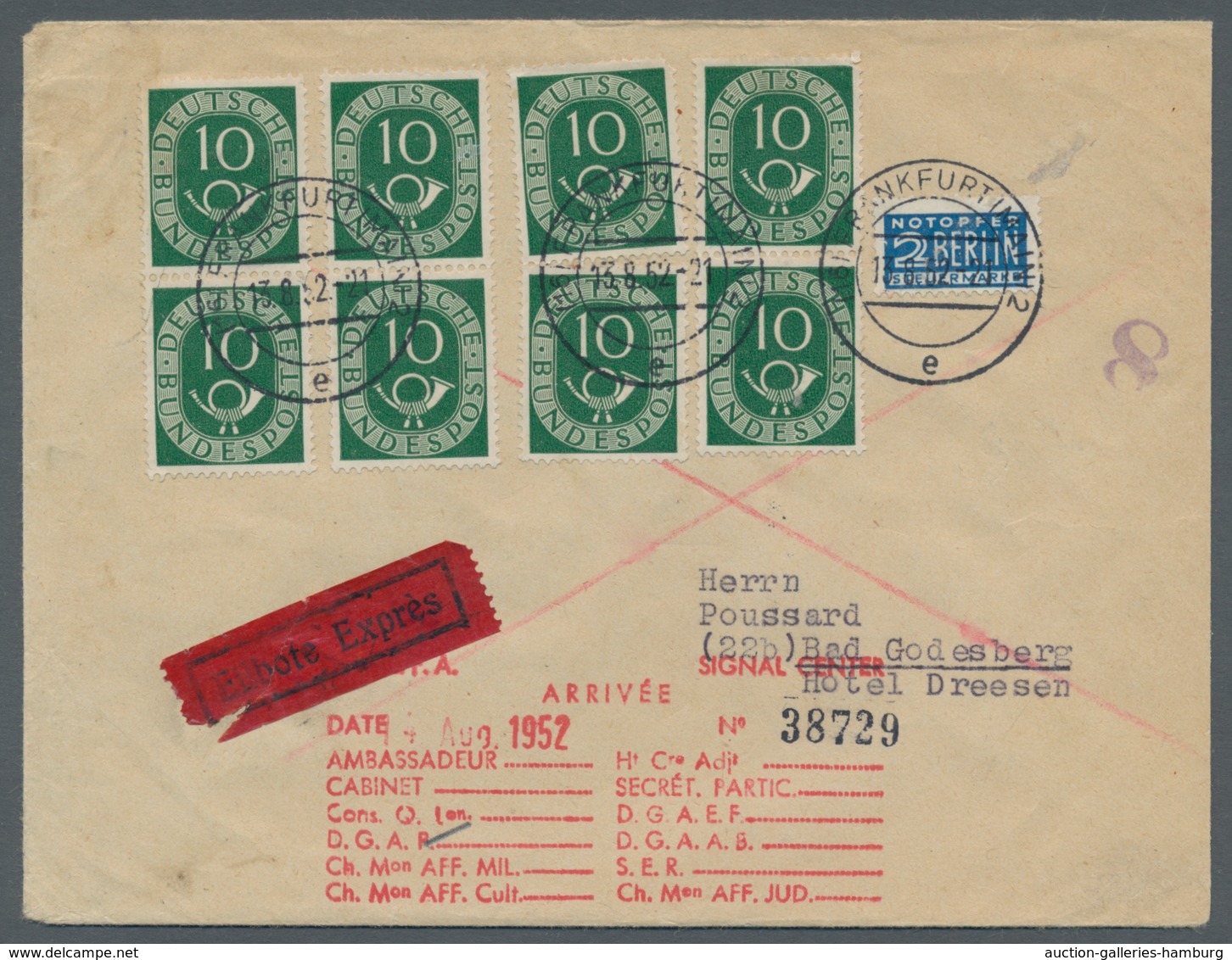 Bundesrepublik Deutschland: 1951-1954, Sammlung Von 24 Belegen Mit Einheiten Der Posthornserie In Ei - Used Stamps