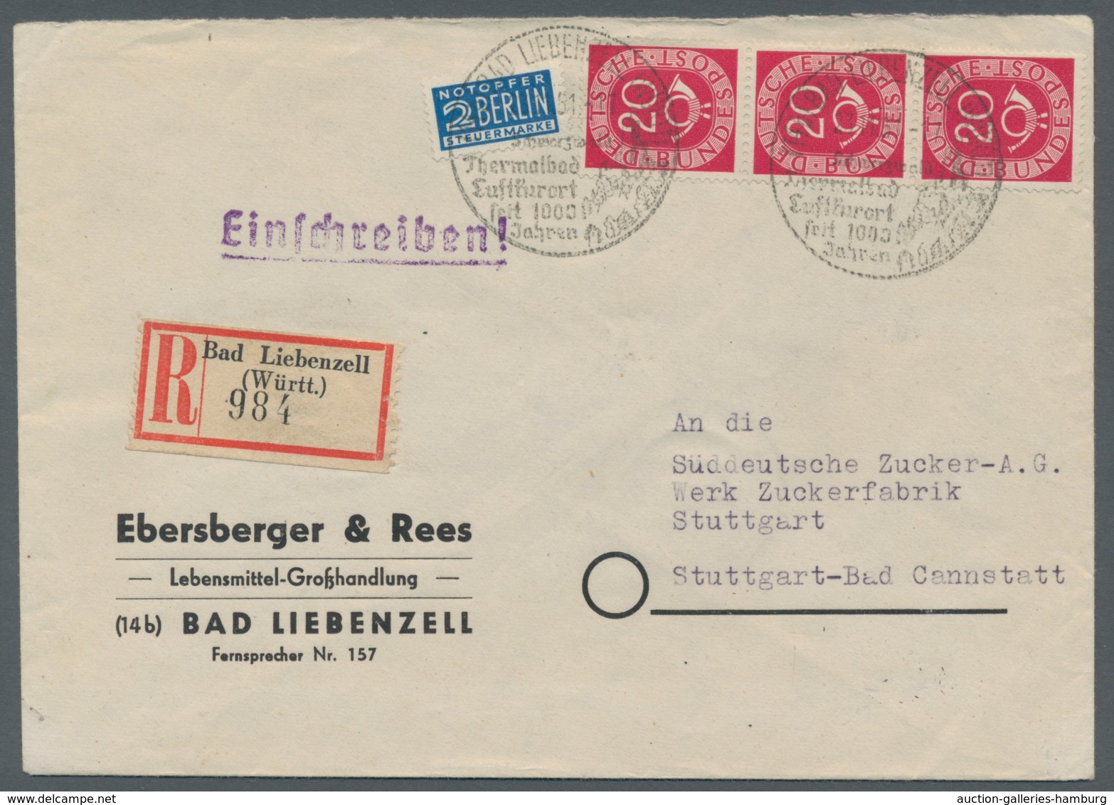 Bundesrepublik Deutschland: 1951-1954, Sammlung von 24 Belegen mit Einheiten der Posthornserie in ei