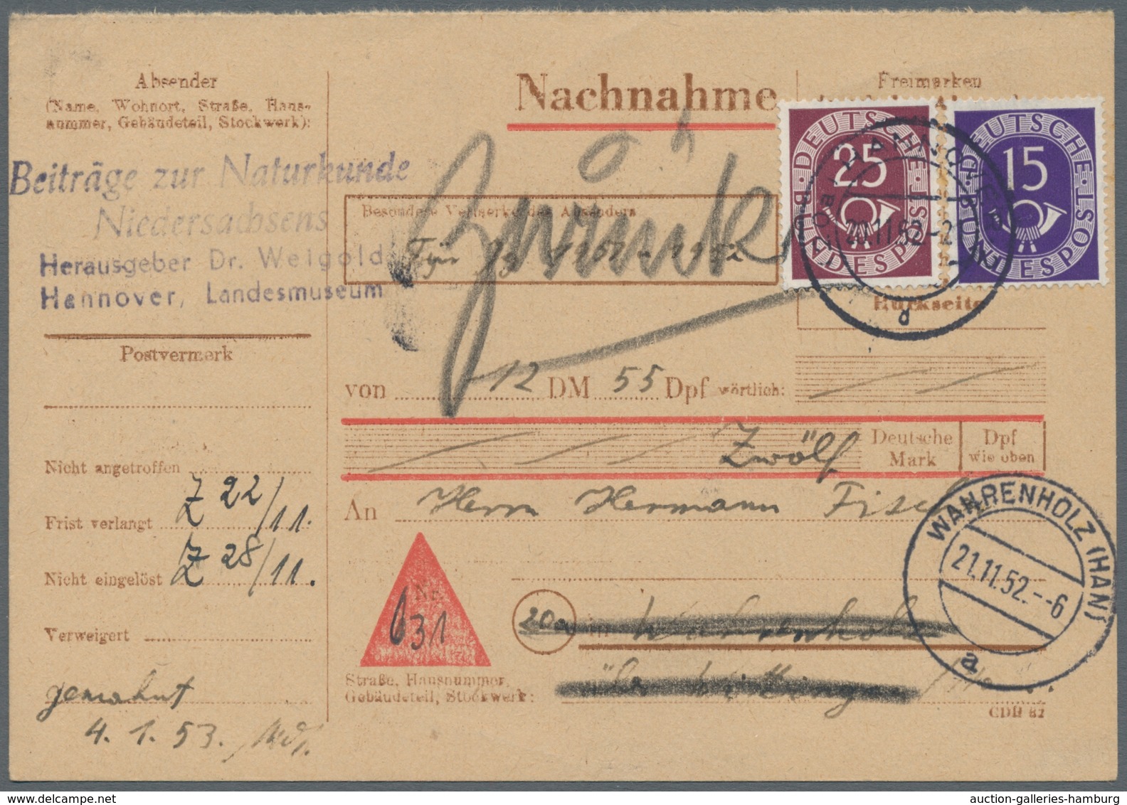 Bundesrepublik Deutschland: 1951-1954, Sammlung Von 30 Belegen Der Posthornserie Mit U.a. Auslandsde - Gebraucht