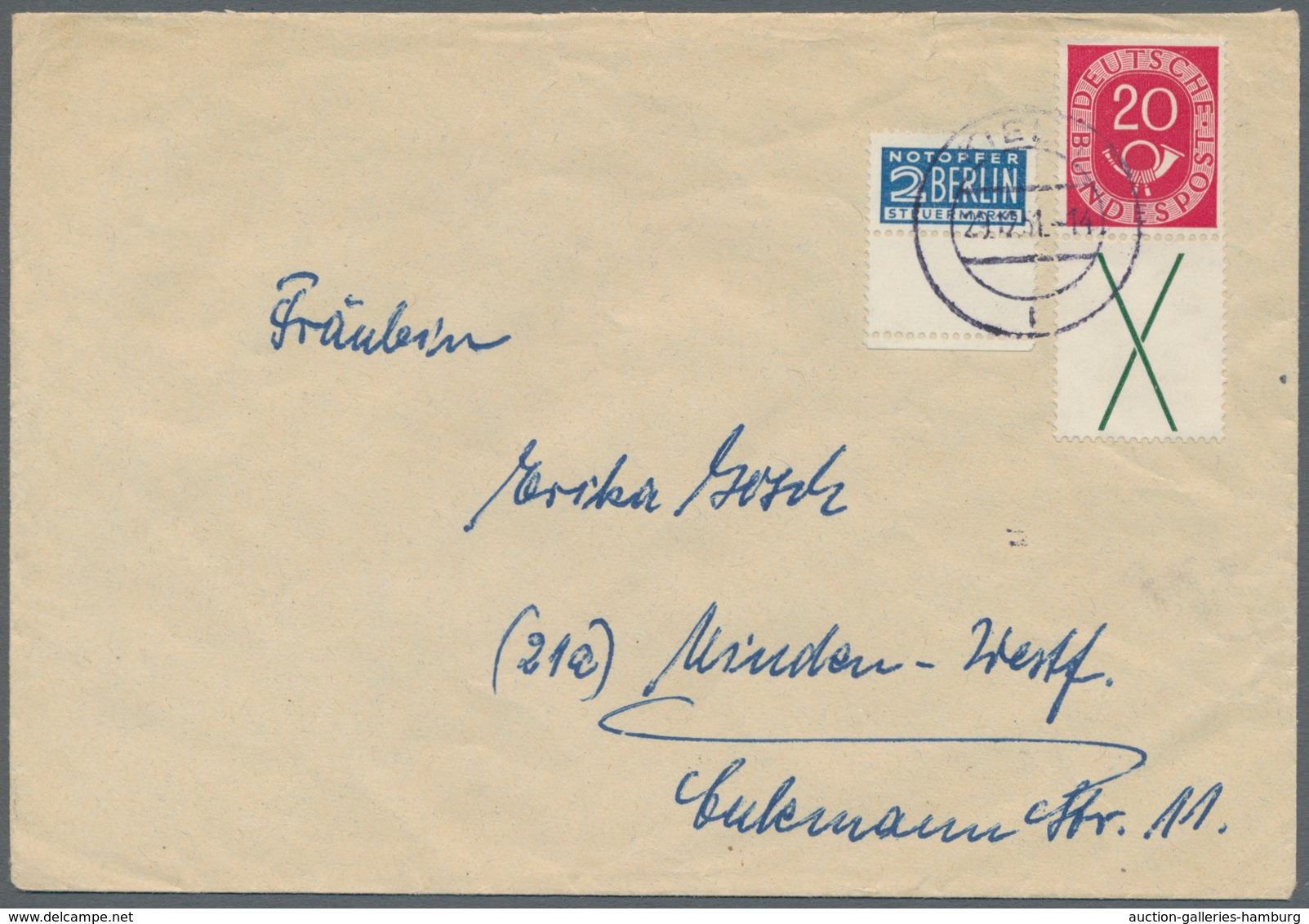 Bundesrepublik - Zusammendrucke: 1951-1953, Partie Von 7 Belegen Mit Zusammendrucken Der Posthornser - Zusammendrucke