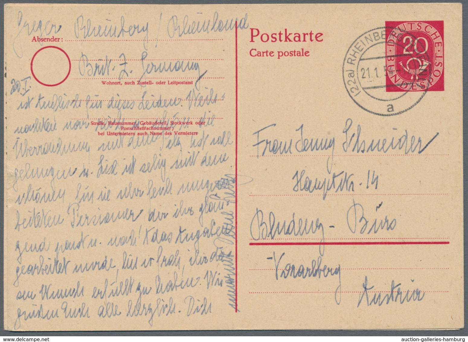 Bundesrepublik - Ganzsachen: 1951-1954, Sammlung Von 45 Gebrauchten Und Ungebrauchten Ganzsachen Der - Sonstige & Ohne Zuordnung