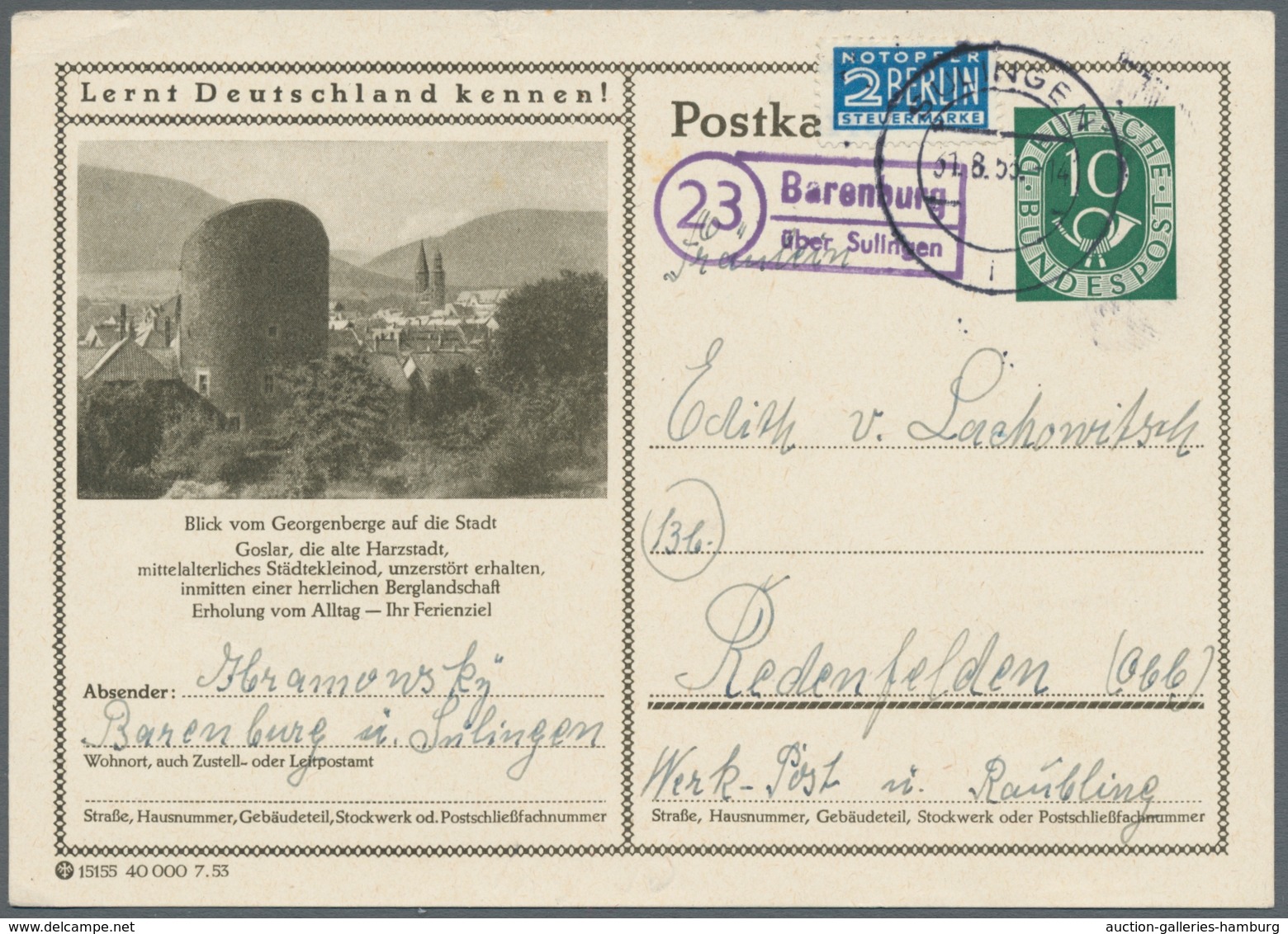 Bundesrepublik - Ganzsachen: 1951-1954, Sammlung von 45 gebrauchten und ungebrauchten Ganzsachen der