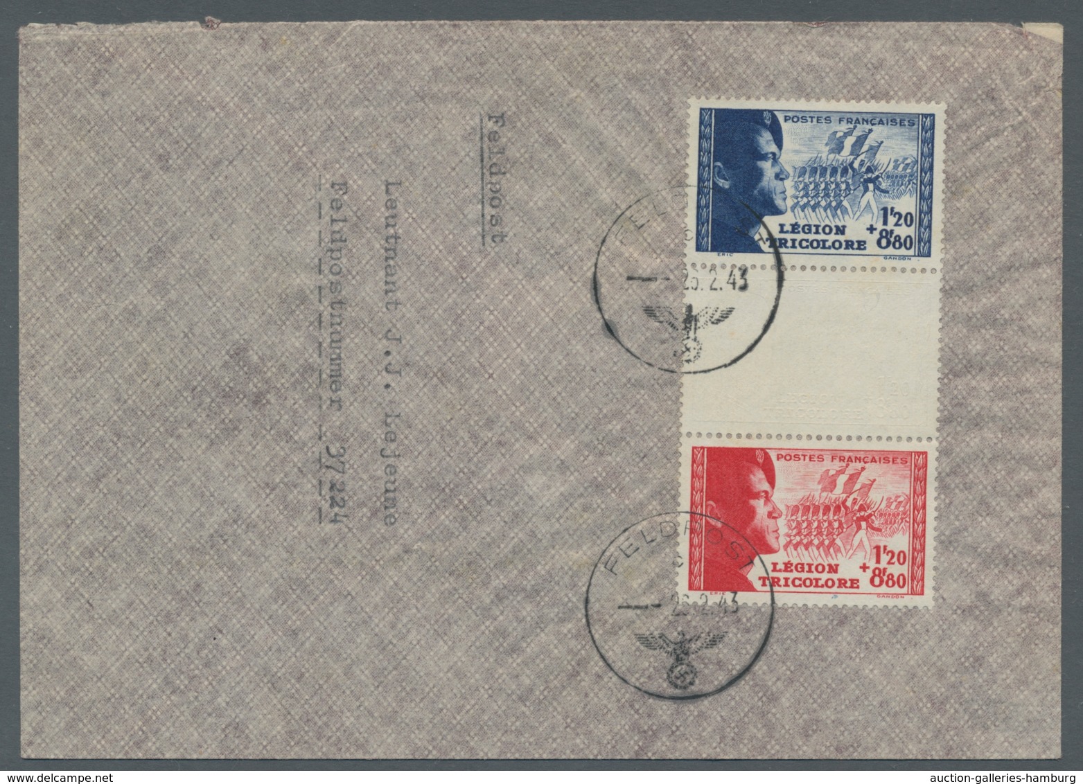 Europa: 1942, Legion issues II World War, France, Legion Tricolore, mint original sheet with decorat
