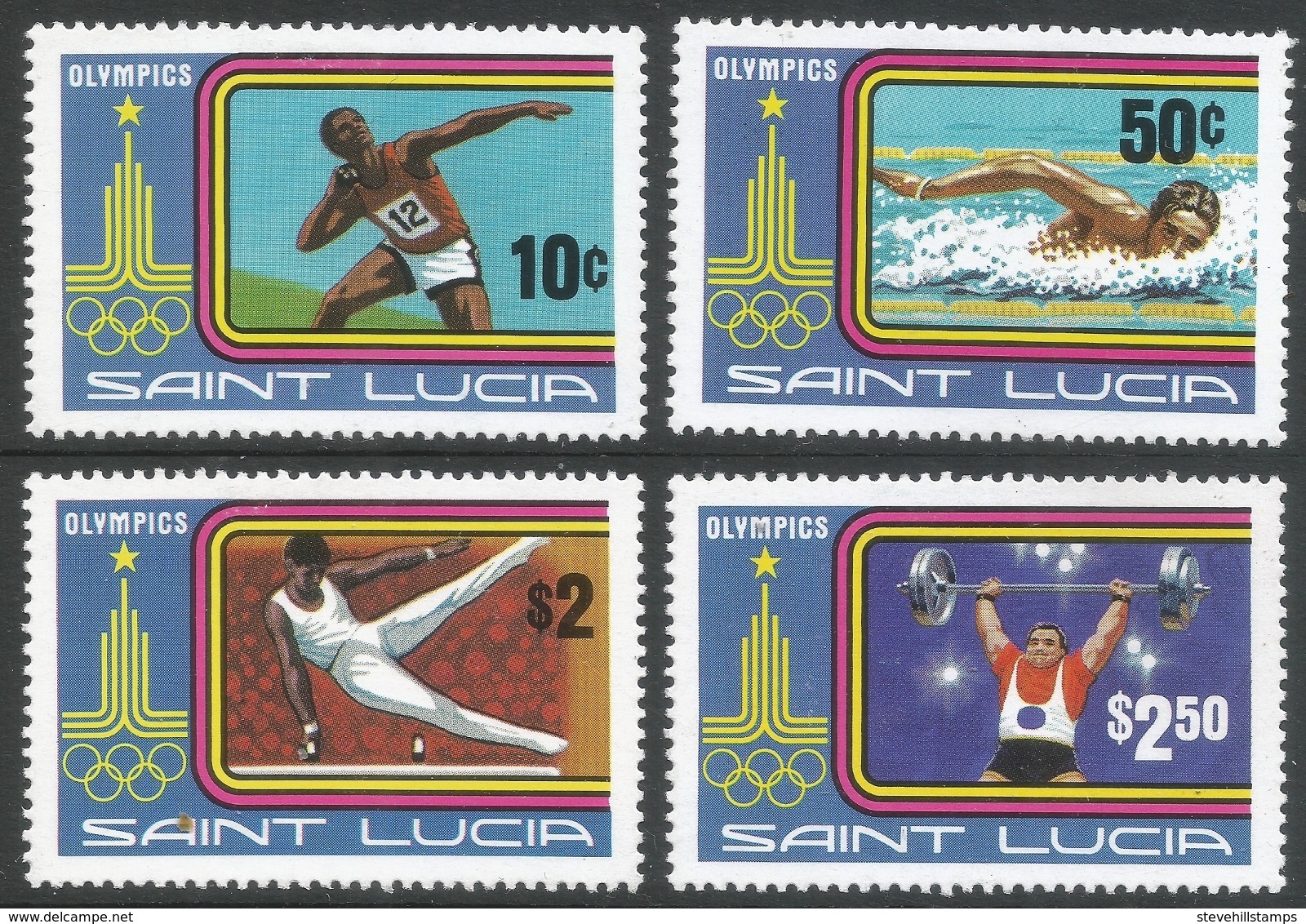 St Lucia. 1980 Olympic Games. MH Complete Set (excl Miniature Sheet). SG 549-552 - St.Lucie (1979-...)