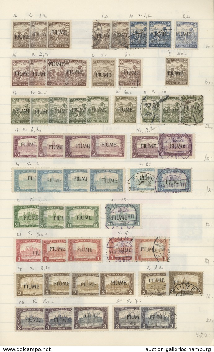 Fiume: 1918/1924, Mint And Used Collection/assortment Of Apprx. 770 Stamps, Neatly Mounted On Album - Fiume