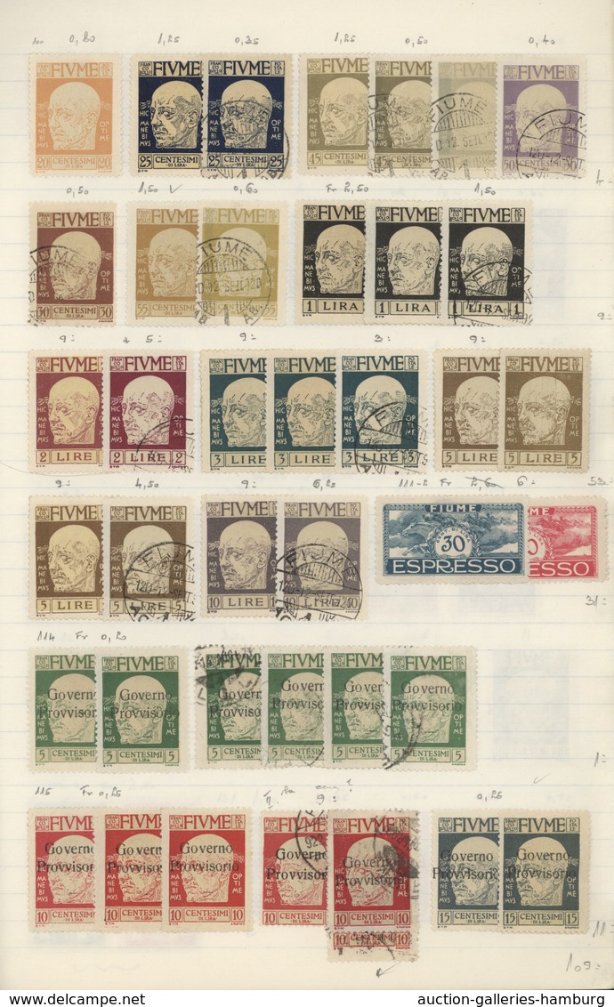 Fiume: 1918/1924, mint and used collection/assortment of apprx. 770 stamps, neatly mounted on album