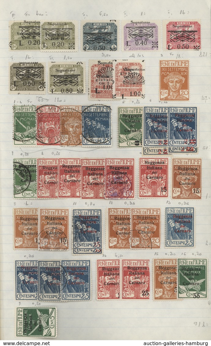 Fiume: 1918/1924, mint and used collection/assortment of apprx. 770 stamps, neatly mounted on album