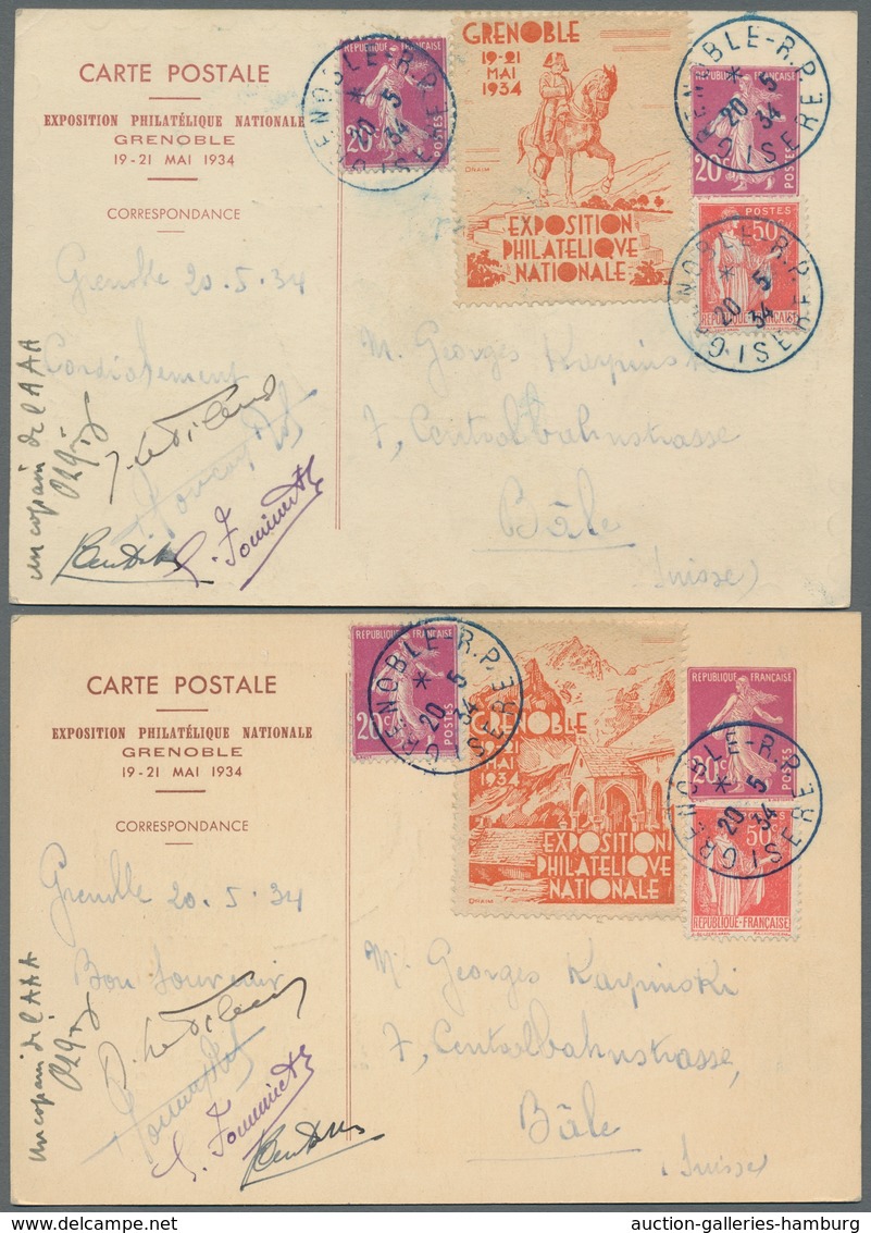 Frankreich: 1925-1947, Partie Von 28 Belegen Mit Stempeln Von Verschiedenen Briefmarkenausstellungen - Gebraucht