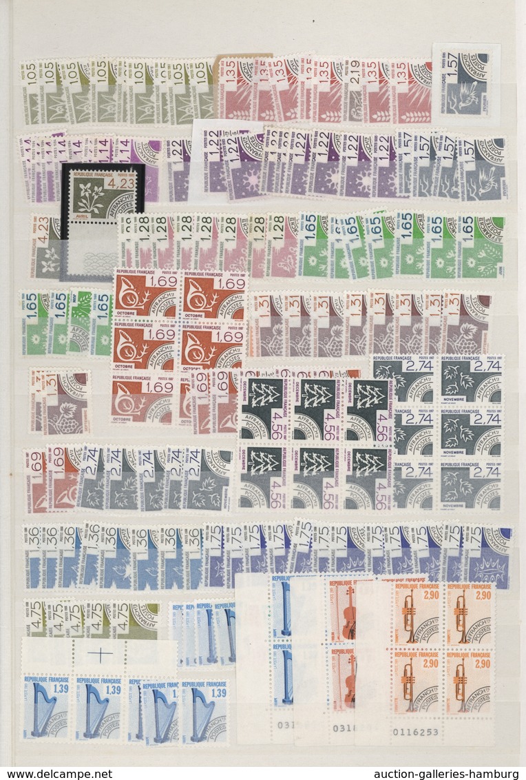 Frankreich - Vorausentwertungen: 1921/2008, Accumulation Of More Than 1.200 Stamps, Well Filled Thro - Sonstige & Ohne Zuordnung