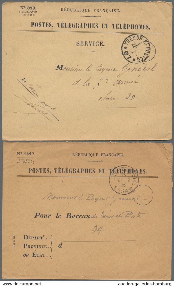 Frankreich - Militärpost / Feldpost: 1914-1922, Bestand von 77 Feldpostbelegen mit "Tresor et Postes