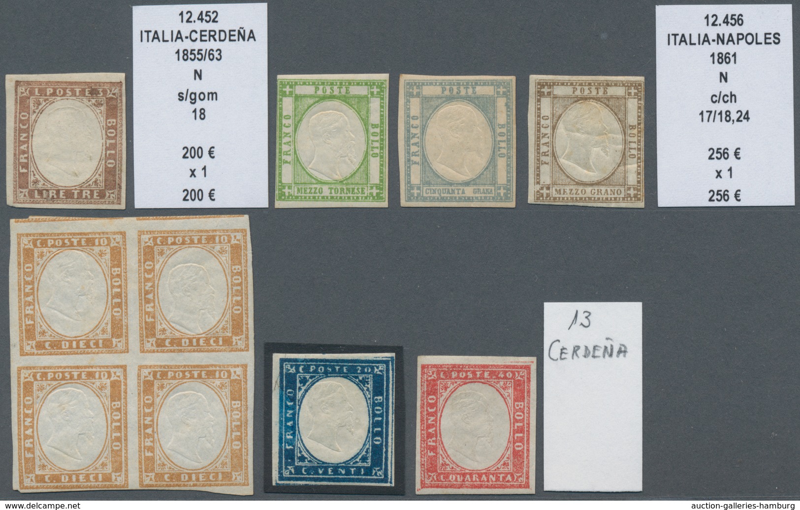 Altitalien: 1851-1862, Small Assembling Of 21 Mint Stamps Including Sicily, Sardinia, Modena, Parma, - Sammlungen