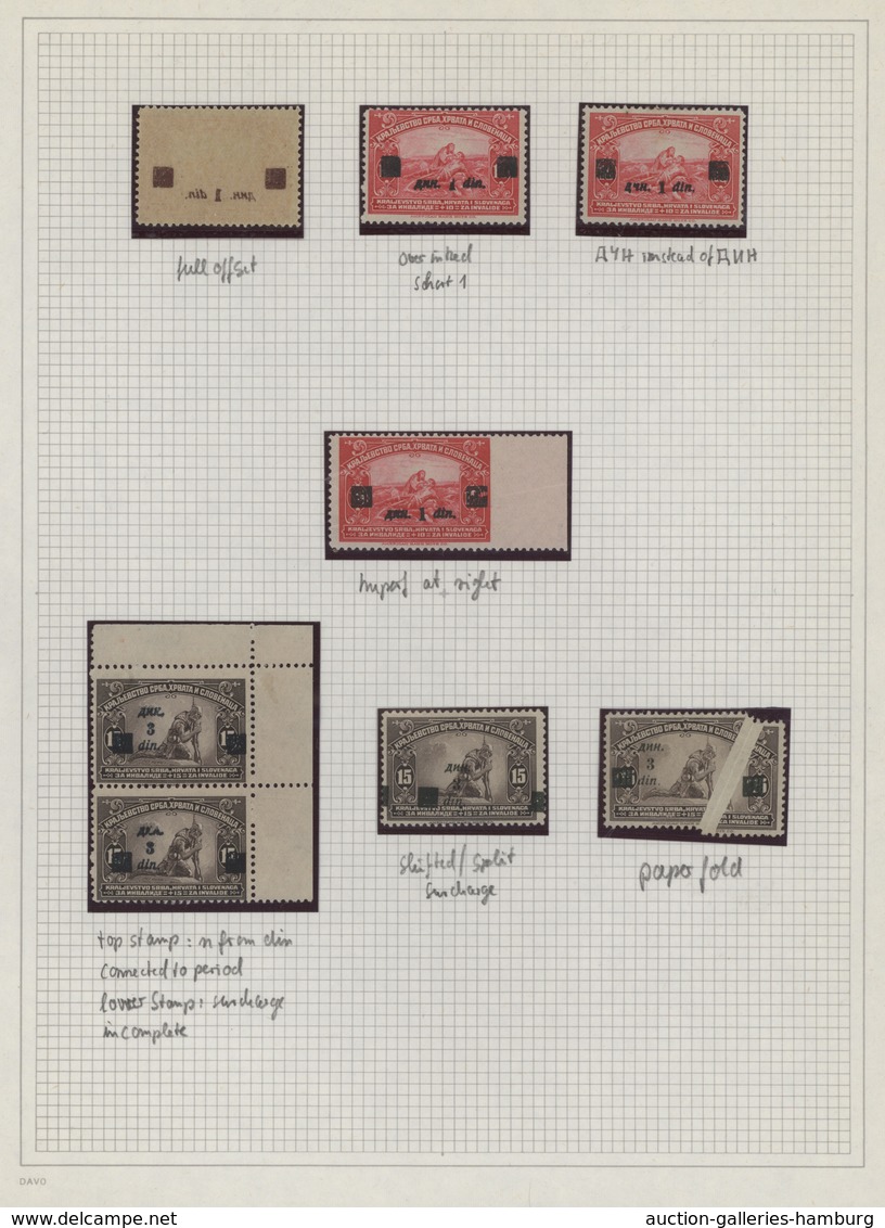 Jugoslawien: 1922, Revaluation Overprints On Charity Issue, Specialised Collection Of 15 Stamps On A - Ungebraucht