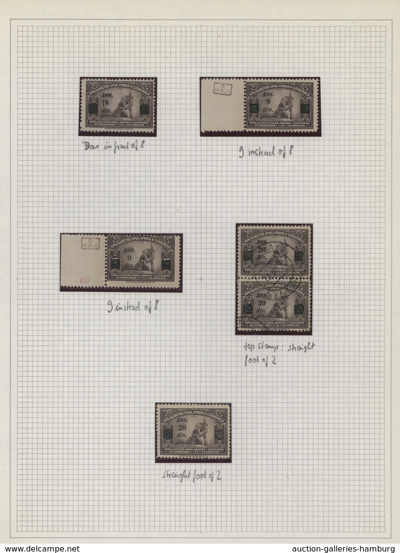 Jugoslawien: 1922, Revaluation Overprints On Charity Issue, Specialised Collection Of 15 Stamps On A - Ungebraucht