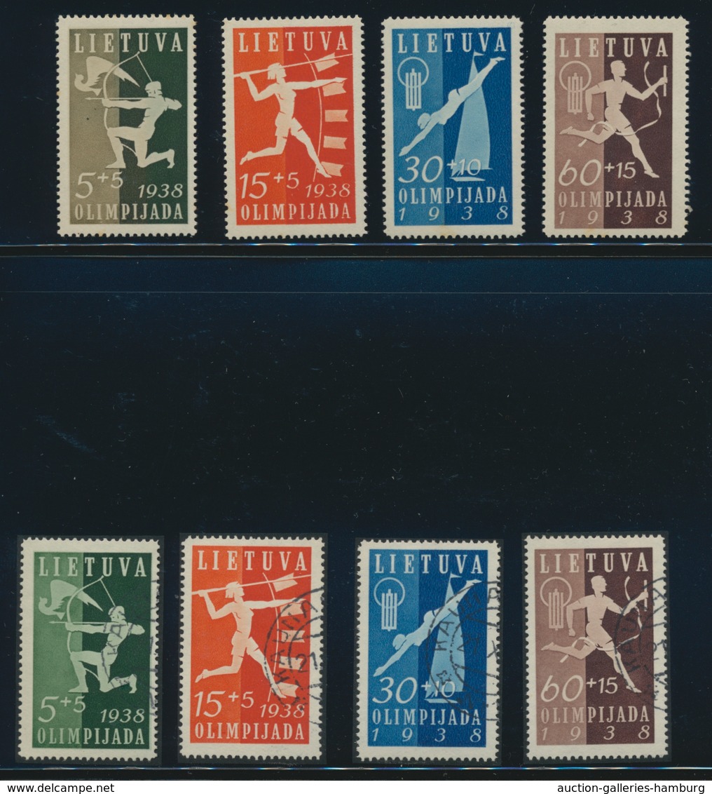 Litauen: 1938-39, Specialiced Collection Of Sports Spending With Complete Mint And Stamped Sets, Blo - Lithuania