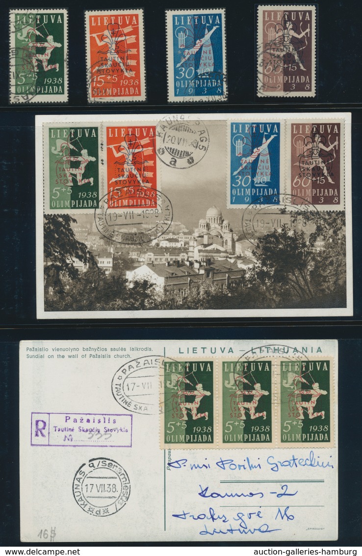 Litauen: 1938-39, Specialiced Collection Of Sports Spending With Complete Mint And Stamped Sets, Blo - Litauen