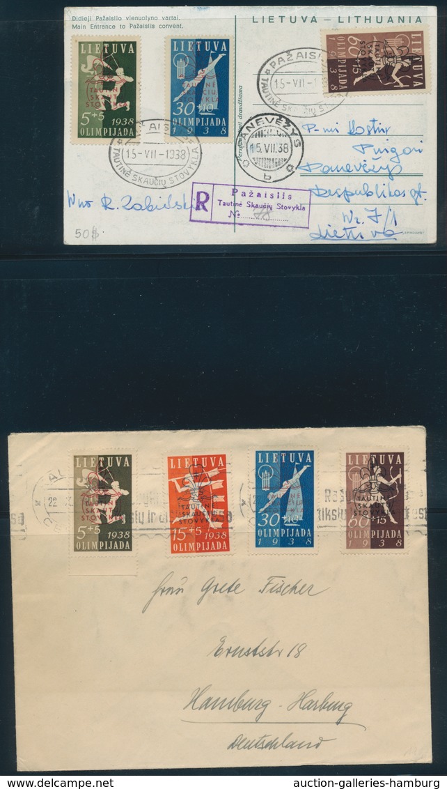 Litauen: 1938-39, Specialiced Collection Of Sports Spending With Complete Mint And Stamped Sets, Blo - Litauen