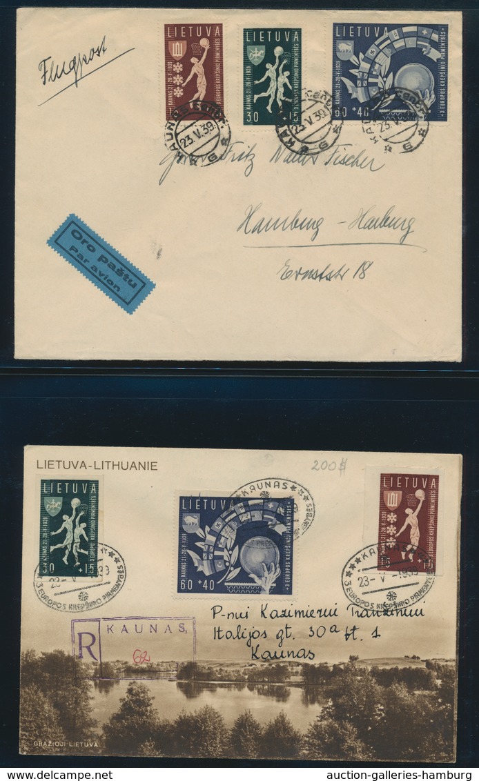 Litauen: 1938-39, specialiced collection of sports spending with complete mint and stamped sets, blo