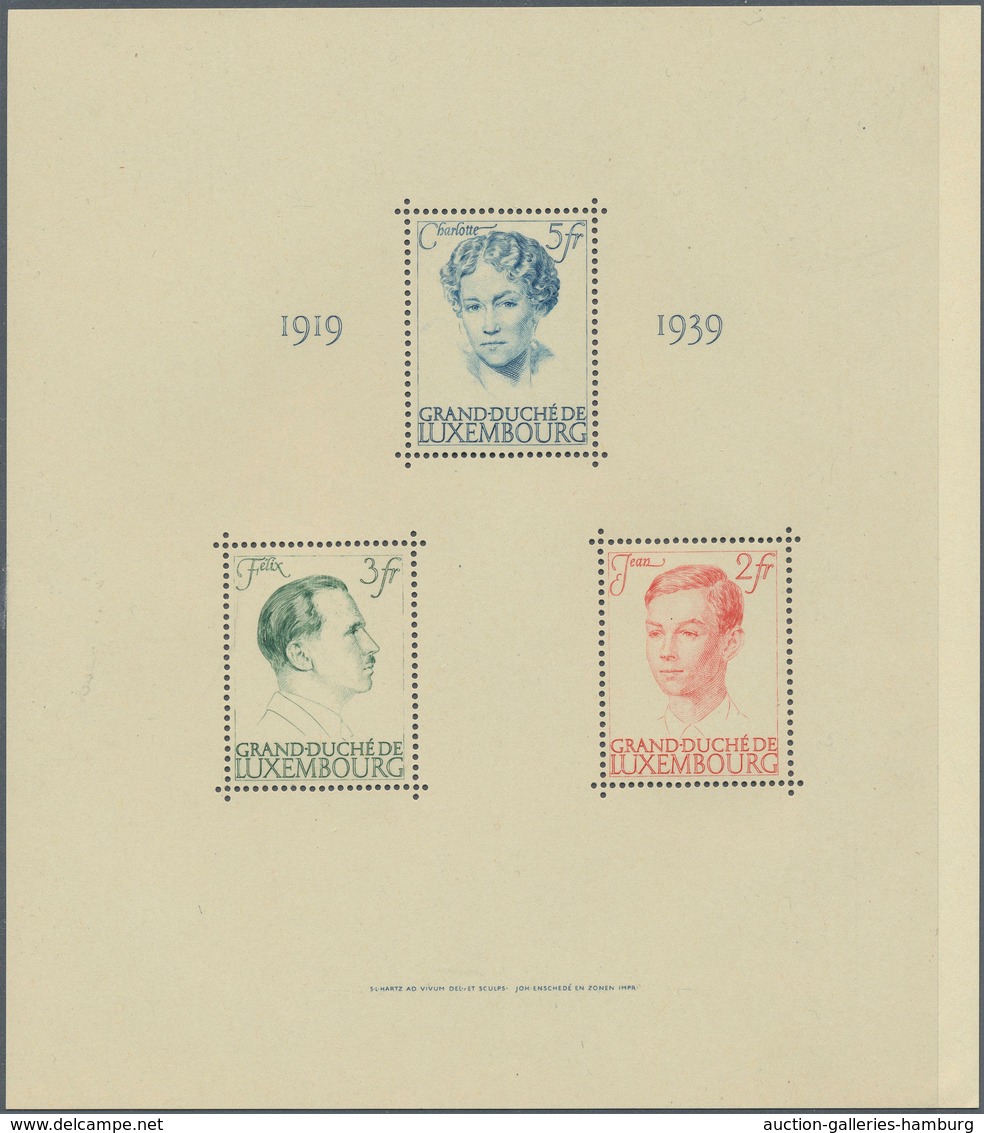 Luxemburg: 1939/1990, duplicated accumulation of the MINIATURE SHEETS in different quantities incl.