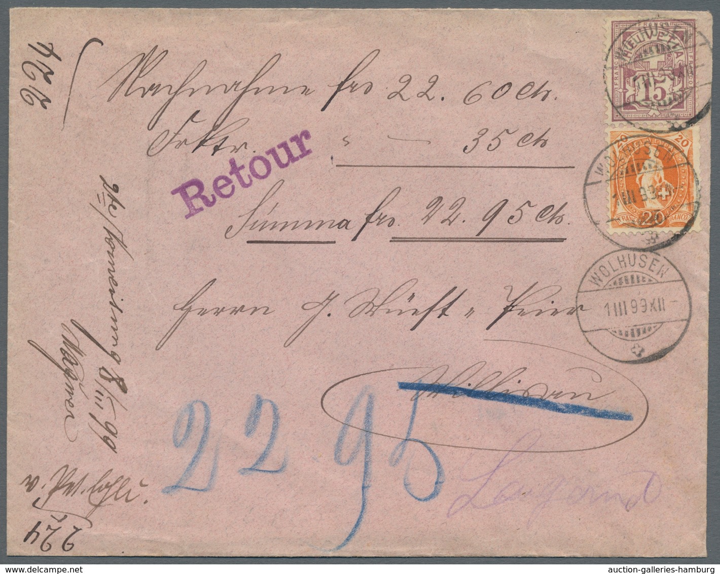 Schweiz: 1841-1945, Partie von etwa 70 Belegen, darunter u.a. Vorphila, Strubli, Blockmarken und Sat