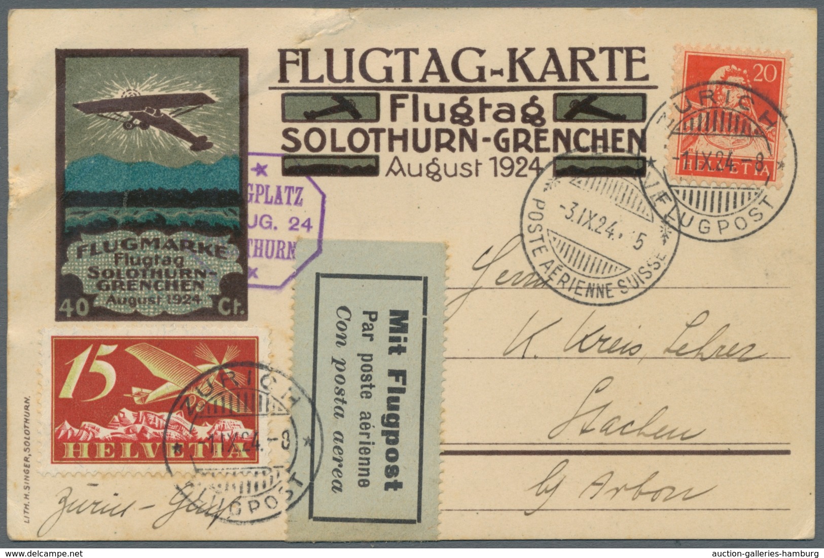 Schweiz: 1924-1954, Partie von über 60 überwiegend Flugpostbelegen mit u.a. vielen Flugpostmarkenfra