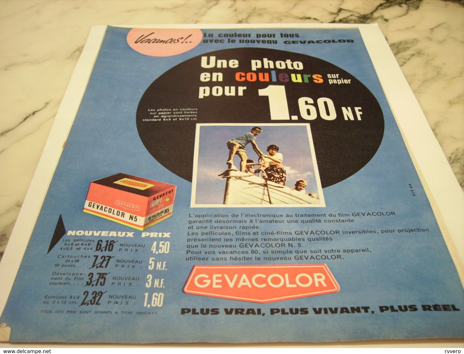 ANCIENNE  PUBLICITE PHOTO COULEURS  GEVACOLOR 1960 - Advertising