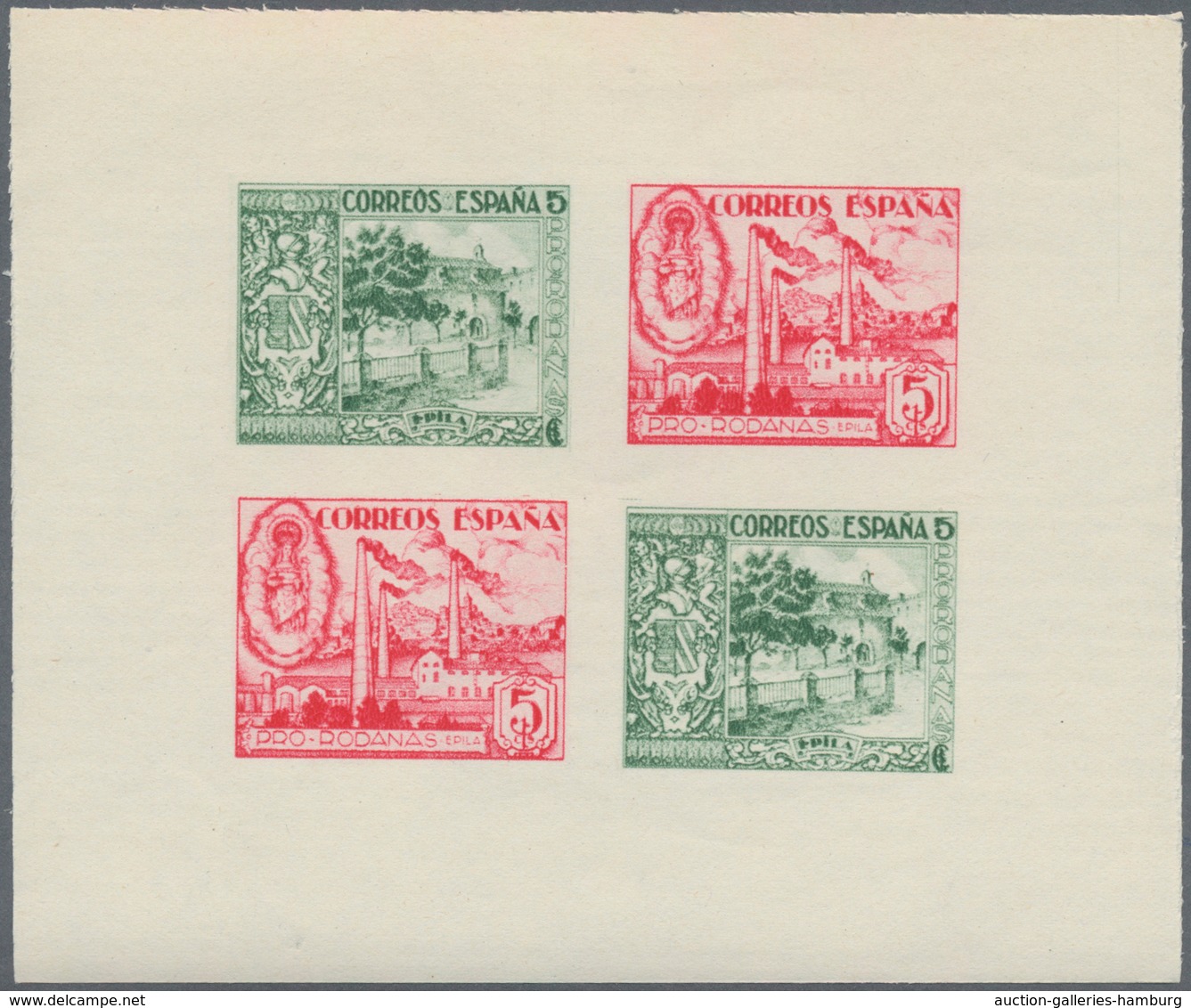 Spanien - Lokalausgaben: 1937, EPILA (Pro Rodanas): Civil War IMPERFORATE Miniature Sheet With Stamp - Emissioni Nazionaliste