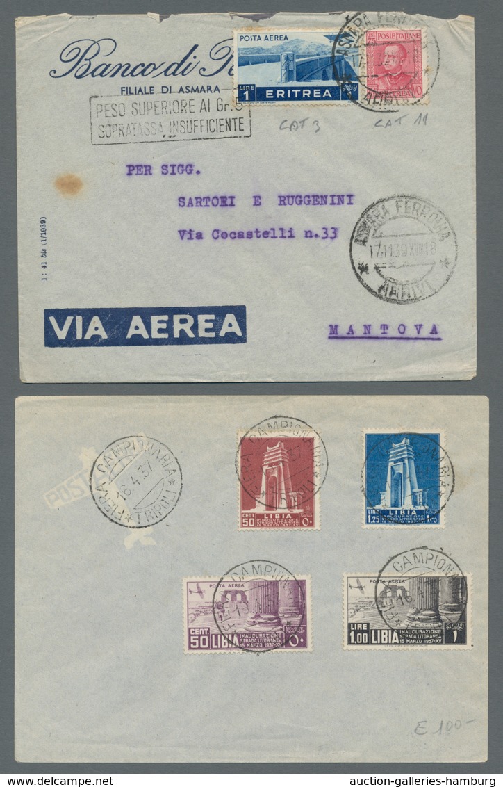 Italienische Kolonien: 1918 - 1940, Unsorted Lot Of Ca. 45 Postal Items, Including Airmail Covers, C - General Issues