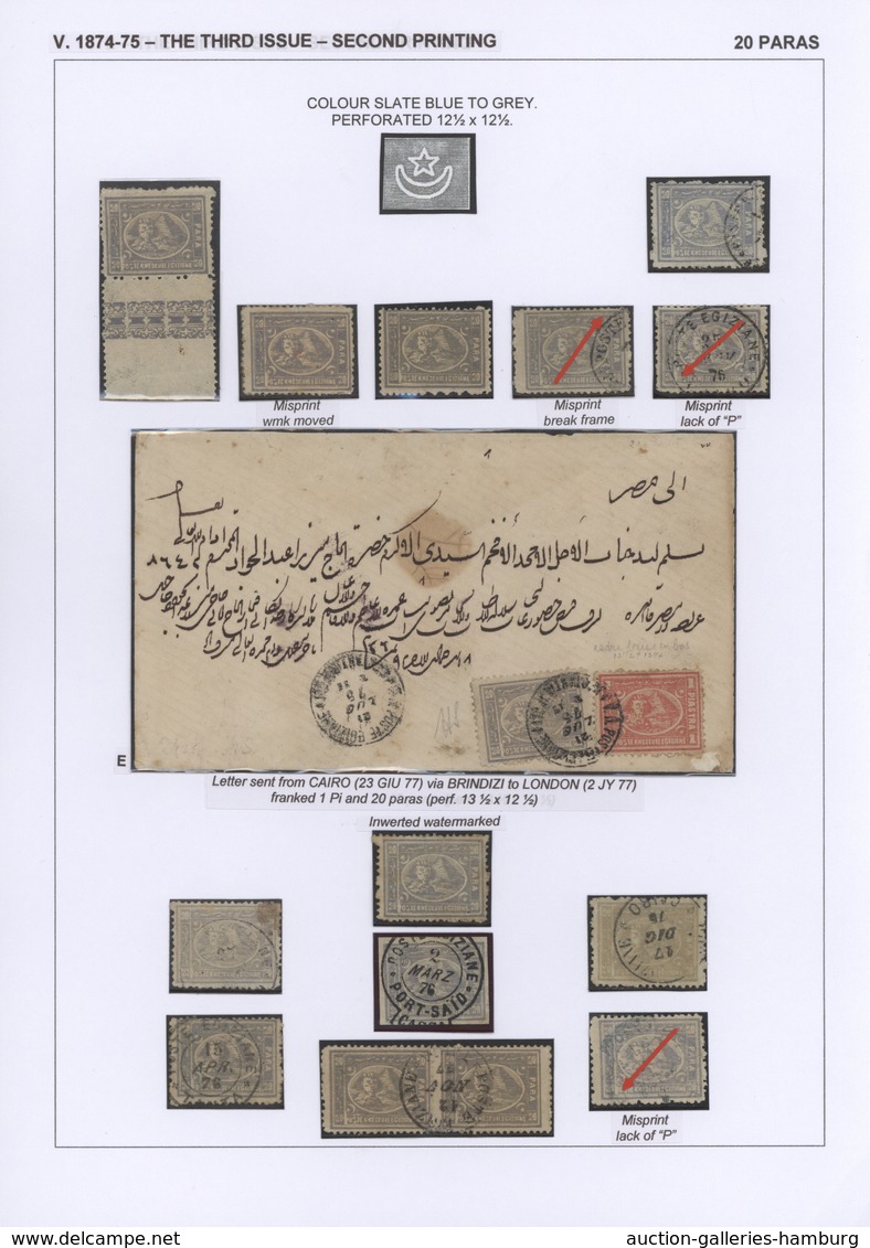 Ägypten: 1704-1879, Specialized Collection Of Stamps And Covers Well Written Up On Pages And Housed - 1866-1914 Khedivate Of Egypt