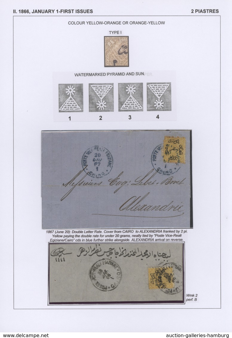 Ägypten: 1704-1879, Specialized collection of stamps and covers well written up on pages and housed