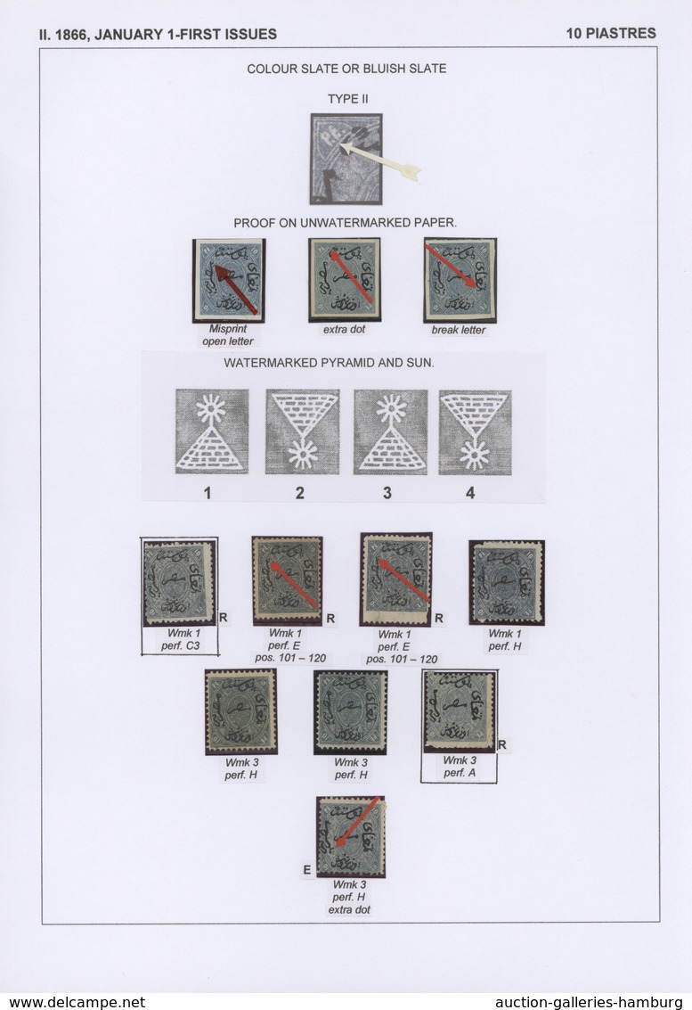 Ägypten: 1704-1879, Specialized collection of stamps and covers well written up on pages and housed