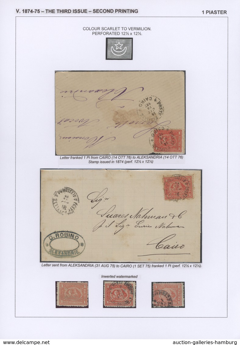 Ägypten: 1704-1879, Specialized collection of stamps and covers well written up on pages and housed