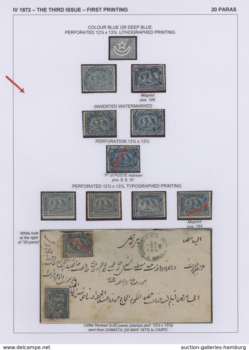 Ägypten: 1704-1879, Specialized collection of stamps and covers well written up on pages and housed