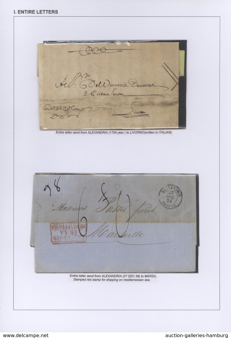 Ägypten: 1704-1879, Specialized collection of stamps and covers well written up on pages and housed