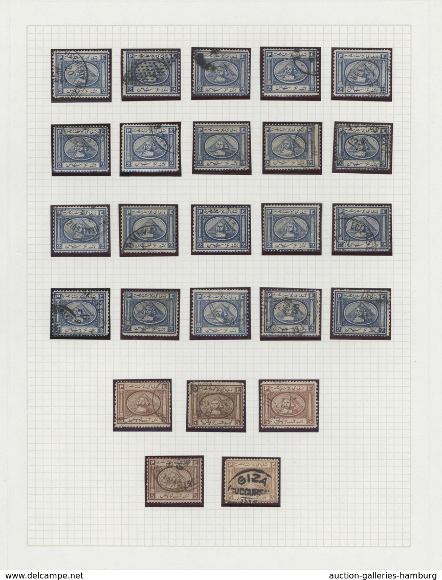 Ägypten: 1867/1871, "Sphinx/Pyramid", Used Collection Of Apprx. 140 Stamps On Album Pages, Comprisin - 1866-1914 Ägypten Khediva