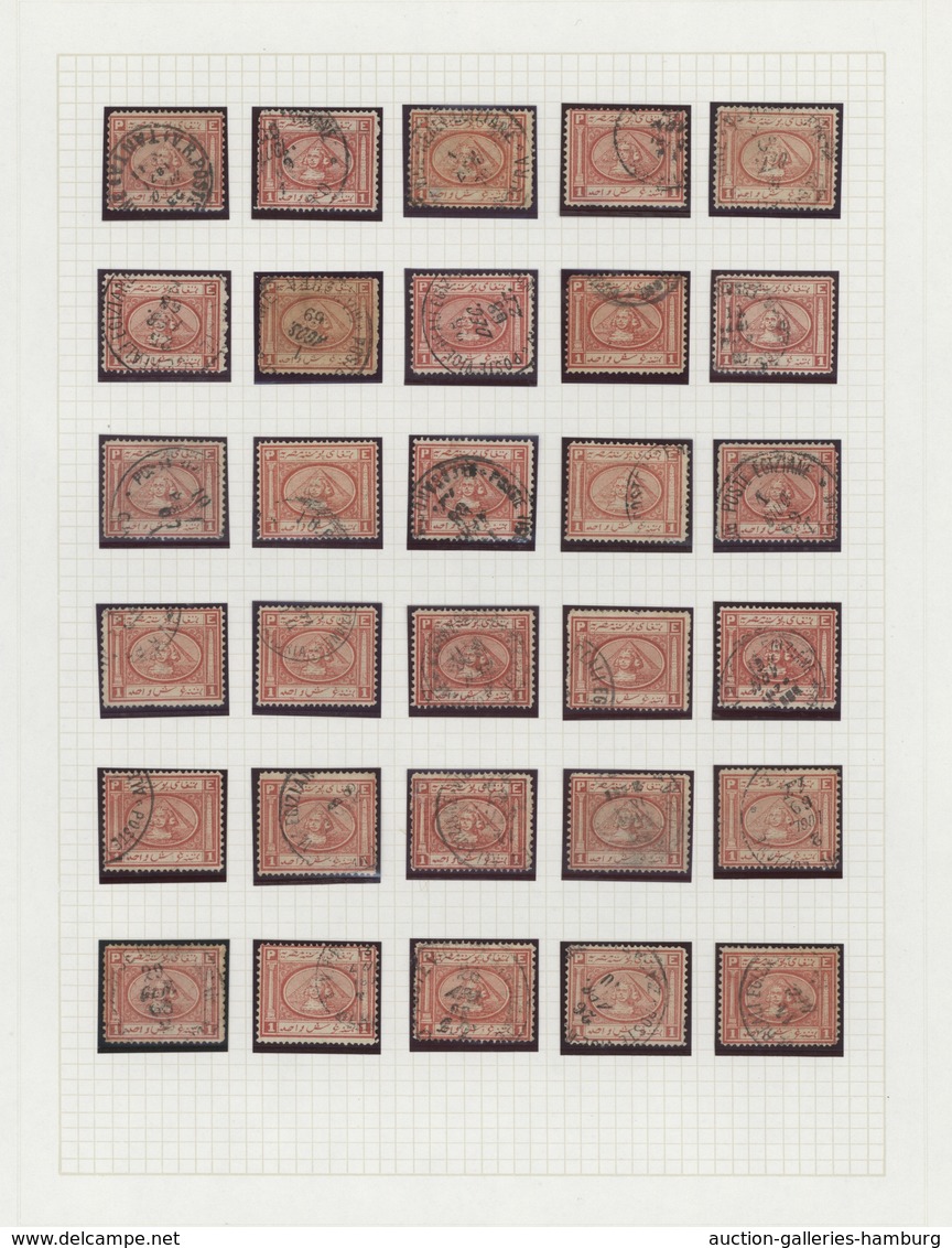 Ägypten: 1867/1871, "Sphinx/Pyramid", Used Collection Of Apprx. 140 Stamps On Album Pages, Comprisin - 1866-1914 Khedivate Of Egypt