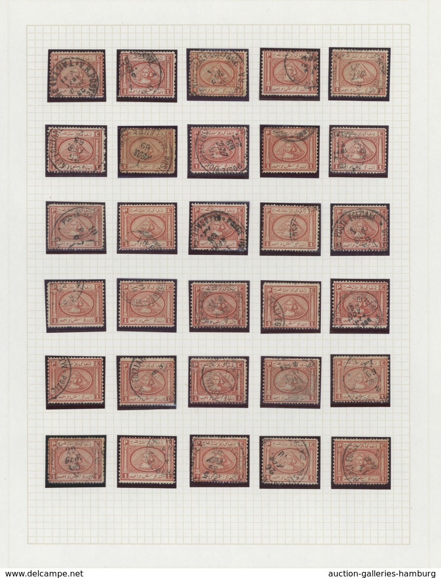 Ägypten: 1867/1871, "Sphinx/Pyramid", Used Collection Of Apprx. 140 Stamps On Album Pages, Comprisin - 1866-1914 Ägypten Khediva