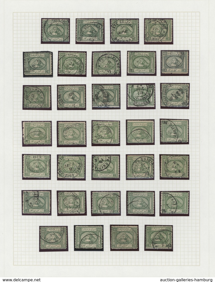 Ägypten: 1867/1871, "Sphinx/Pyramid", Used Collection Of Apprx. 140 Stamps On Album Pages, Comprisin - 1866-1914 Ägypten Khediva