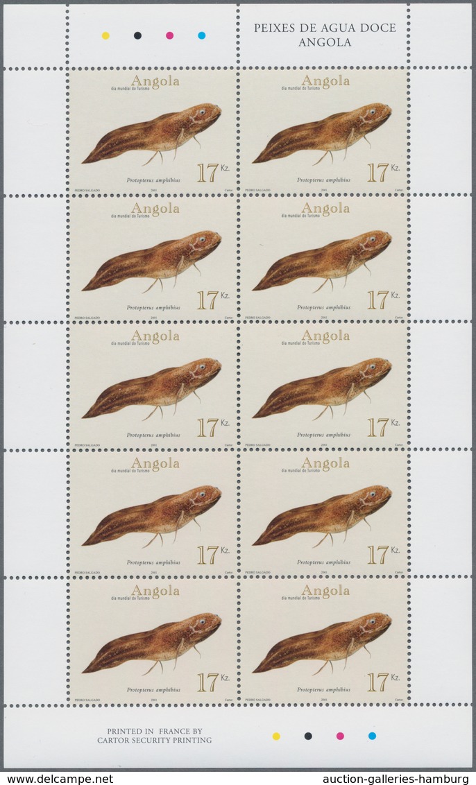 Angola: 2001, FRESH-WATER FISH, Complete Set Of 3 MNH In An Investment Lot Of 500 Sets In Little She - Angola