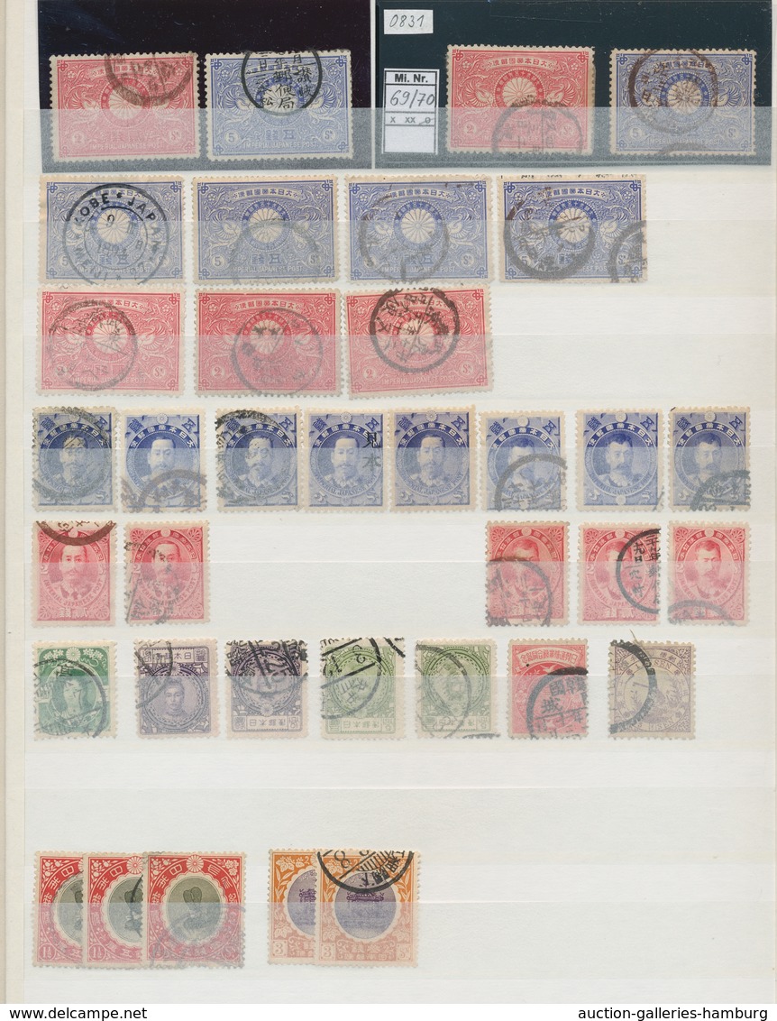 Japan: 1875-1990, extensive stock Japan with some duplicates in a stock book with an attractive earl