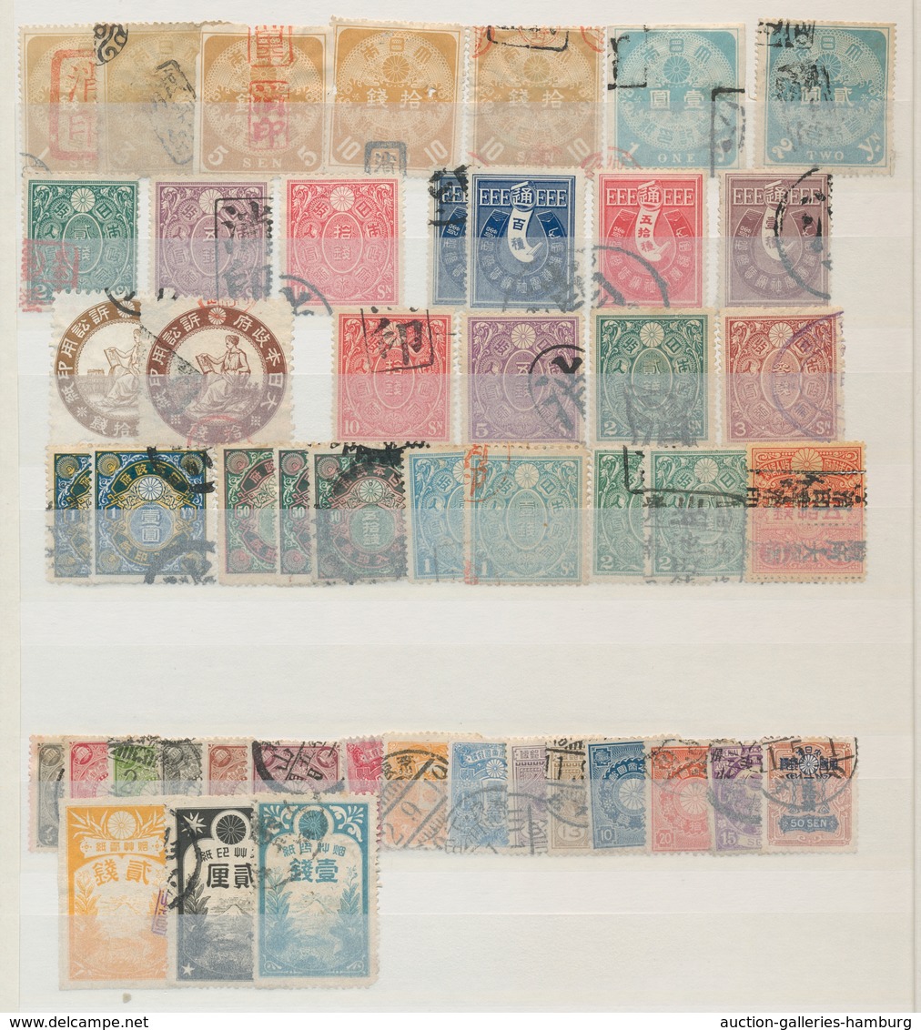 Japan: 1875-1990, extensive stock Japan with some duplicates in a stock book with an attractive earl