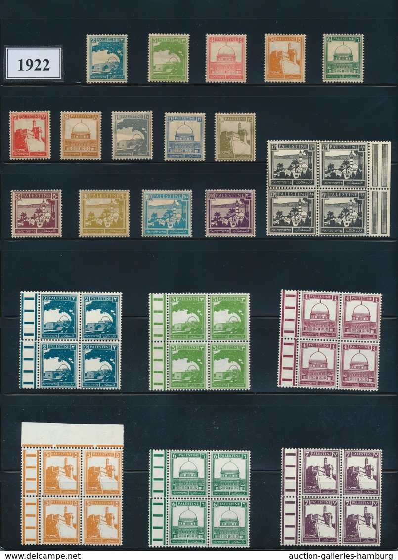 Palästina: 1918-28 Collection Of Mint And Used Stamps From 1st Issues (ultramarine) With Pictorial S - Palestine