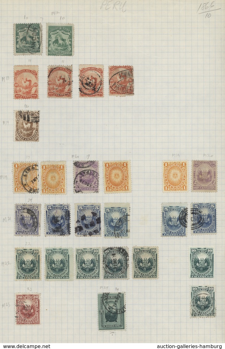 Peru: 1860/1980 (ca.), Used And Mint Collection/accumulation On Leaves/stockpages, Main Value In Pre - Peru