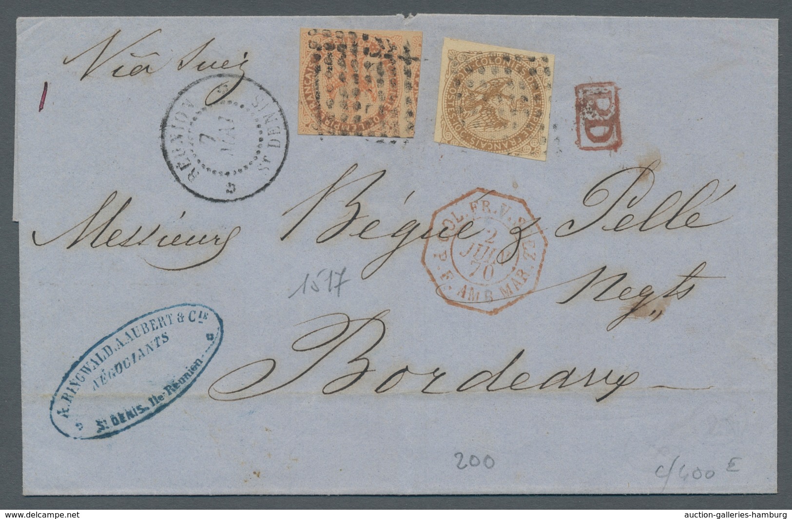 Reunion: 1854-1912, Ungemein Reichhaltige Sammlung Von 190 Frankierten Briefen, Karten, Briefvorders - Neufs
